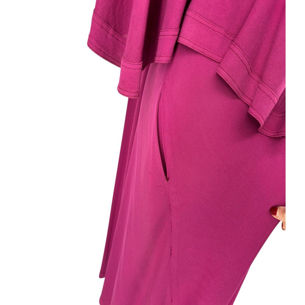 Vintage Jean Muir Original England Maxi Batwing Cape Dress Womens 12 Magenta - Picture 12 of 16